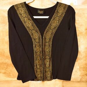 Black and Gold Embellished Women's Top